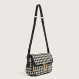 Kylethomasw 2024 Vintage Casual Elegant Fashion Women Handbag Daily Design Houndstooth Small Messenger Shoulder Bag Felt Plaid  Armpit Bag