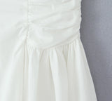 KYLETHOMASW  -  Sexy White Slash Collar Backless Midi Long Strapless Dress Women Pleated Folded Low Waist Pleated Ruched Hem Swing Party Robe
