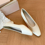 KYLETHOMASW  -  Women Pumps Square Toe Low Kitten Heel Soft PU Leather Slip On Minimalist Elegant Office Commute Casual Ladies Daily Work Shoes