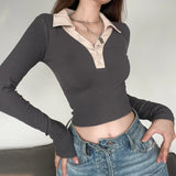 Kylethomasw  Casual Basic Knit Korean Clothes Long Sleeve Crop Tops Skinny Autumn T Shirt Women  T Shirt Femme été Grande Taille