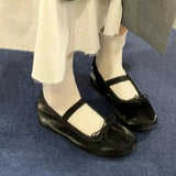 KYLETHOMASW  -  Rarely-seen ballet shoes for women - new style with bow ties and satin fabric Mary Jane flats with flat soles, single shoes.