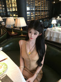 KYLETHOMASW  -  Elegant Women V-neck Diamond Studded Sleeveless Birthday Dress Big Size Luxury Celebrity Lady A Line Mini Party Dress Vestidos