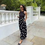 KYLETHOMASW  -  Summer Polka Dot Dress Women's Sleeveless Wrap V-Neck Dress Elegant Contrast Panel A-Line Midi Vintage Sundress Clothes New