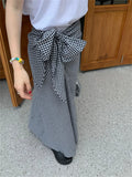 KYLETHOMASW  -   2024 Women A-Line Mopping Skirt Bow Plaid Fashion Summer Loose Chic High Waits Streetwear Vintage Slim Mujer Daily
