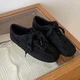 KYLETHOMASW  -  Retro Lace Up Flat Shoes Women Coyz Square Toe Designer Ballet Sneakers Ladies Lightweight Non-Slip Outdoor Walking Casual Shoes