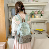 KYLETHOMASW  -  Cute Patchwork Student Book Backpack Ladies Lace Bow Decor Multi Pocket Daily Travel Shoulder Bag Women Fashion Back Packs