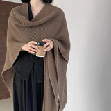 KYLETHOMASW  -  Spring Summer Women's Knitted Thin Scarf Poncho Elegant Wraps Bascis Cloak Stylish Tops