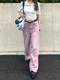 Kylethomasw - Woman Jeans Denim Pants French Elegance Baddie Gyaru High Street Ins Sweet Korean New Design Ripped Hole Solid Color Loose