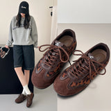 KYLETHOMASW  -  Leopard Print Women's Autumn Sneakers Fashion Splicing Flat Heel Vulcanized Shoes Female Lace-Up Non-Slip Leather Casual Shoes