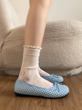 KYLETHOMASW  -  Blue Sweet  Knot Shallow Mouth Single Shoes Women's New Fashion Match Skirts Mary Janes Shoes Elegant Spring Flats