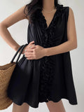 KYLETHOMASW  -  2025 3D Fungus Lace Vest Shirt Women Summer New Design Niche Loose Sleeveless Top Elegant Loose Tank
