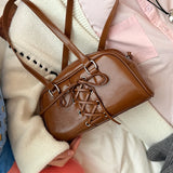 KYLETHOMASW  -  Bandage Bow Shoulder Bag Pillow Bags for Woman New Versatile Bolsos Mujer Commuter Boston Sac Femme Advanced Sense Bolsas