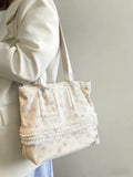 KYLETHOMASW  -  Patchwork Lace Flower Print Handbags Women Sweet Y2k Aesthetic Fairy Shoulder Bags New Fashion Trendy Casual Simple Underarm Bag