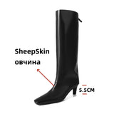 KYLETHOMASW  -  Ins Knee High Boots For Women Genuine Leather High Heels Winter Shoes 2025 Sexy Office Lady Long Booties