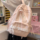 KYLETHOMASW  -  Women's Nylon Lace Bow Backpack Sweet Fresh Aesthetic Daily School Casual Book Bags New Fashion Student Back Packs