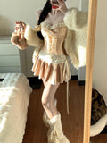 KYLTHOMASW  -  Women Y2k Coquette 2000s Aesthetic Ballet Core Rave Birthday Gyaru Outfits 2 Piece Set Camisole + Night Club Mini Pleated Skirts