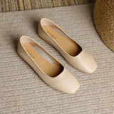 KYLETHOMASW  -  solid color soft bottom flats women square toe cozy working shoes female shallow mouth slip on loafers women mocasines size 43