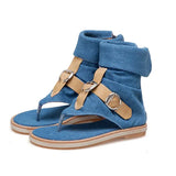 KYLETHOMASW  -  Blue  Shoes Buckle Gladiator Sandals Women Summer Jeans Boots booties sandalias Size 43