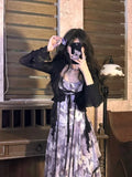 KYLETHOMASW  -  Elegant Vintage Butterfly Floral Irregular Mesh Camisole Dress+ Long Sleeve Lace Up  Sun Protection Coat Two Piece Sets