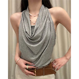 KYLETHOMASW  -  Sexy Knitted Backless Vest Women's Summer Design Unique Knot Exposure Back Outerwear Cotton Polyester Blend Breathable