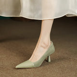 KYLETHOMASW  -  Spring Autumn New Splicing Shallow Mouth Single Shoes Women French Pointed Toe Temperament High Heels