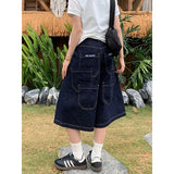 KYLETHOMASW  -  Women Loose Wide-Leg Black Jeans Cargo Y2K Harajuku High Street Aesthetics 2000s Style Shorts Denim Clothing Summer