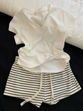 KYLETHOMASW  -  Pure Cotton Summer Spwear Women's Loose Fit ort Sve Pants Home Wear Comfortable Breathable Stripe Pattern Suitable