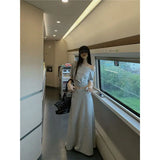 KYLETHOMASW  -  Grey Slim Fit Sloping Shoulder Short T-shirt Top Loose Fit Set for Women's Summer High Waisted Skirt Casual Two-piece Set