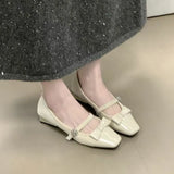 KYLETHOMASW  -  French Square Toe Block Heel Bow Shallow Single Shoes for Women New Spring and Summer Mary Jane Shoes