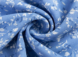 KYLETHOMASW  -  Retro French Style Blue Floral Print Square Collar Dress Puff Sleeve Elastic Ruched Chest Woman Dresses Holiday Robe Female