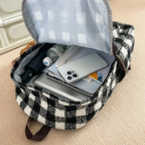 KYLETHOMASW  -  Bow Plaid Mochila  High Capaci Bag Student Laptop Mochilas Mujer Japanese Vintage Bolsas Fashion Simple Bags for Woman Backpack