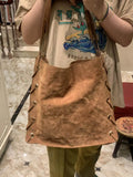 KYLETHOMASW  -  High-capacity Frosted Bandage Shoulder Bags Office Lady Vintage Simple Women Handbags Y2k Aesthetic Fashion Punk Underarm Bag