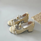 KYLETHOMASW  -  Cute Lace JK Women Mary Jane Shoes Fashion Butterfly-knot Leather Shoes Outdoor Women's Party Dress Pumps