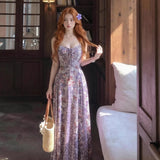 KYLETHOMASW  -  Cotton Rayon Floral Printed Strappy Dresses Women Robe Summer Casual Sexy Sleeveless Long Strap Dress Boho Beach Party Vestidos