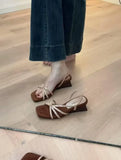 KYLETHOMASW  -  Kitten High Heels Open Toe Sandals Cross Narrow Band Low Slippers Stylish Comfortable Sexy Multi-work Shoes Flat Heels