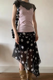 KYLETHOMASW  -  summer fashion on the new Korean wear black polka dot irregular mesh stitching design long skirt skirt