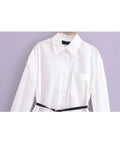 Kylethomasw  Spring Women Fashion Loose Blouses with Belt Casual White Long Sleeves Shirt Top Buttons Female Elegant Lapel Shirt