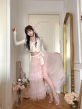 KYLTHOMASW  -  Princess sweet lolita Thin wisteria fake two-piece alpaca wool slimming knit cardigan