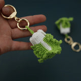 Kylethomasw Fashion Knitting Vegetable Keychain Cute Mushroom Keyrings For Car Keys Creative Knitted Broccoli Keychain For Bag Accessories