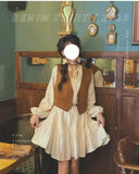 KYLETHOMASW  -  White Gentle Style Long-sleeved Dress for Women with Waist Slimming a Character
