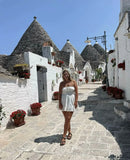 KYLETHOMASW  -  Sexy Lace Wrap Chest Slim Fit Dress French Fashion Blogger Off Shouder White Summer Mini Dress Women