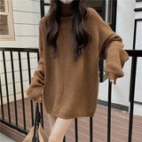 KYLETHOMASW  -  Knitted Turtleneck Sweater For Women Winter Casaul Thick Warm Solid Color Pullover Oversized Tops Autumn New Femme Jumper T711