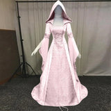 KYLETHOMASW  -  Women Deluxe Witch Dress Medieval Renaissance Maxi Train Dress Halloween Devil Pagan Witch Wedding Cos Costume Hooded Gown Robe