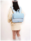 KYLETHOMASW  -  Women Y2k Aesthetic Kawaii Sweet Backpacks Contrast Color Plaid 16 Inch Laptop Bags Fashion Casual Preppy Schoolbags Japanese