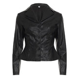 KYLETHOMASW  -  American Vintage Street Punk PU Leather Jacket Y2k Harajuku Gothic Vintage Coat Women Black Slim Fit New Streetwear