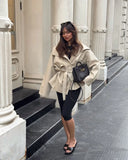 KYLETHOMASW  -  Fashionable And Versatile With Belt Khaki Trench Coat Women Long Sleeve Lapel Collar Autumn Winter Loose Windbreaker
