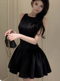 KYLETHOMASW  -  Korean Elegant Romantic Pearl Chain Backless Lace up Princess Mini Dresses Sweet A Line Dress Birthday Evening Party Clothes