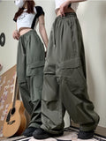Kylethomasw Vintage Cargo Pants for Women Harajuku Hip Hop Casual High Waist Korean Straight Trousers Streetwear Y2k Summer Slacks