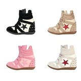 KYLETHOMASW  -  Trend Wedge Women's Sneakers Hidden Heel 7CM High Top Star Rivet Decor Suede Women's Shoes Velcro Platform Casual Women's Boots