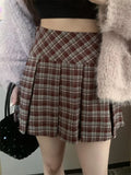 KYLETHOMASW  -   Autumn Mini Skirts Women Vintage Plaid Woolen Chic Slim New A-Line High Waist Loose All Match Fashion Preppy Style
